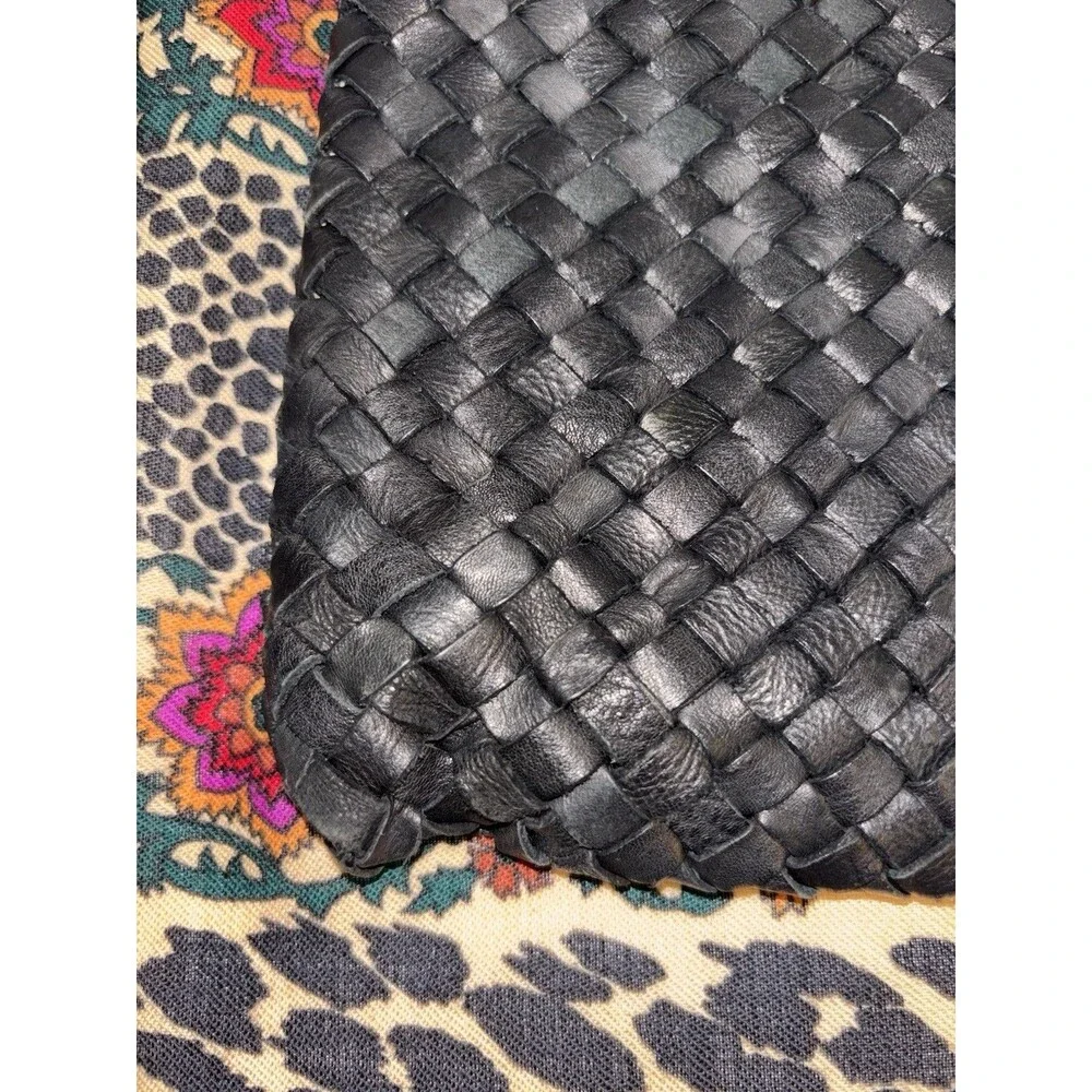 Massimo Palomba Hand Made Italian Black Woven Leather Clutch